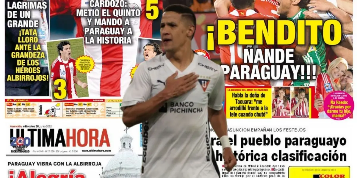 Alex Arce y medios paraguayos / Foto de: Nación Fútbol Ecuador