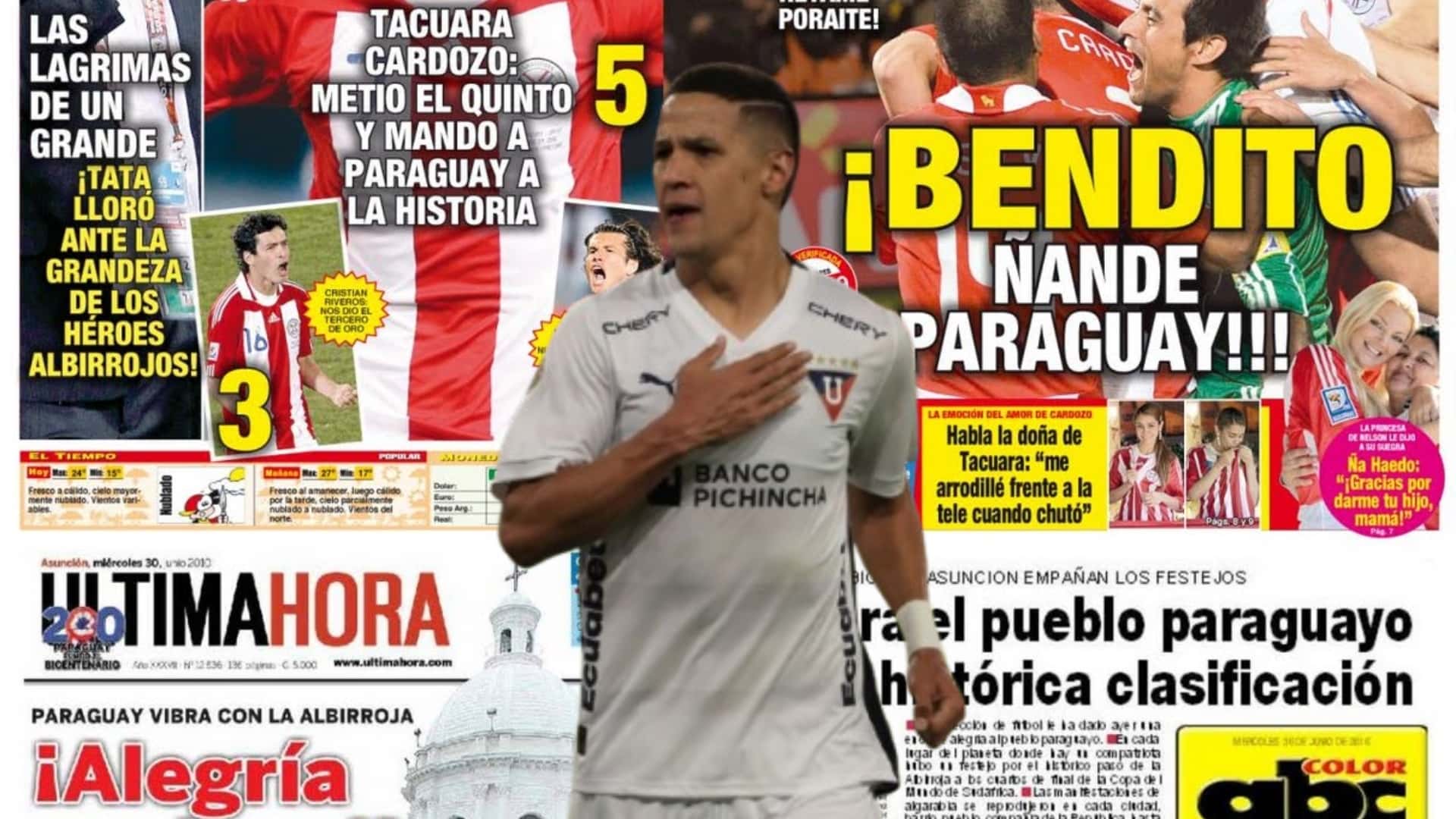 Alex Arce y medios paraguayos / Foto de: Nación Fútbol Ecuador