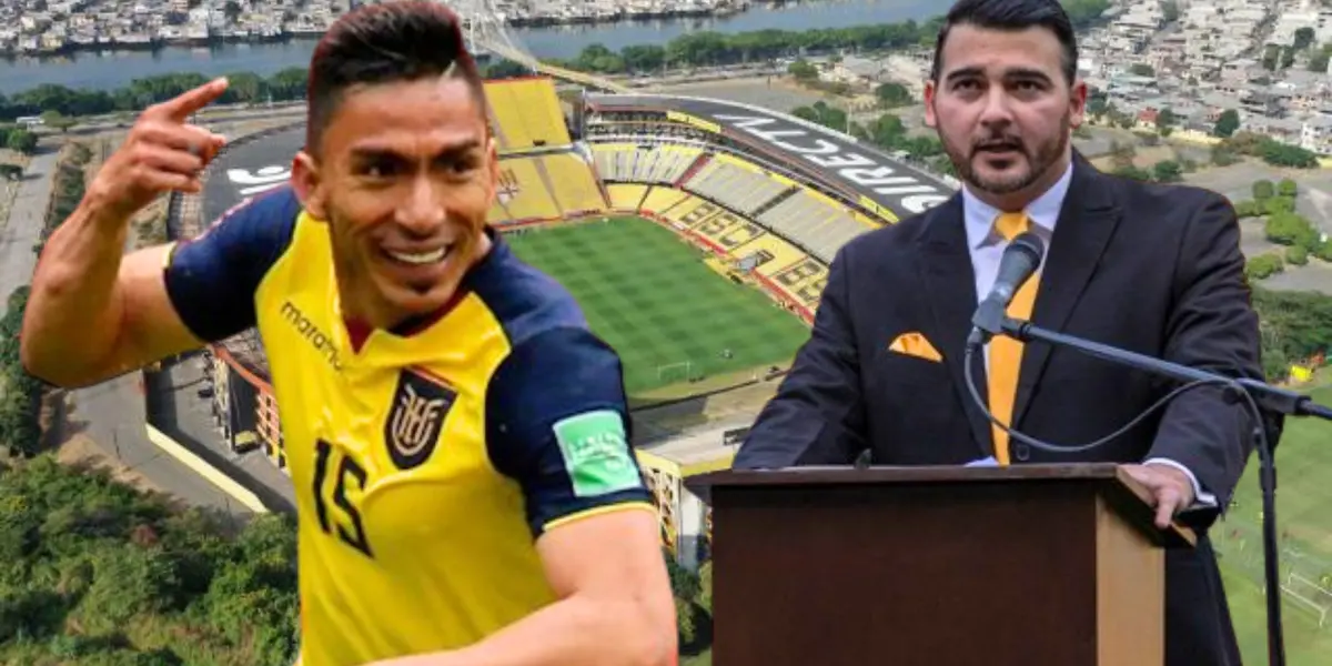 Ángel Mena y Antonio Álvarez en el Estadio Monumental (Foto tomada de: Barcelona SC/La Tri)