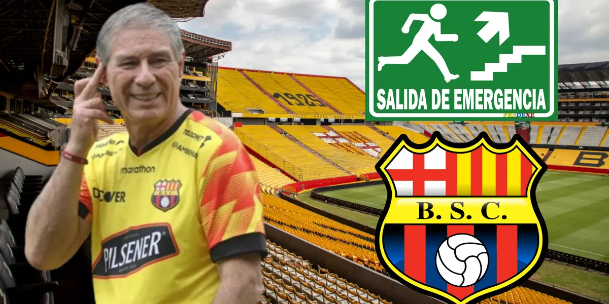 Ariel Holan en el Estadio Monumental (Foto tomada de: Primicias/Barcelona SC/Extintor/Wikipedia)