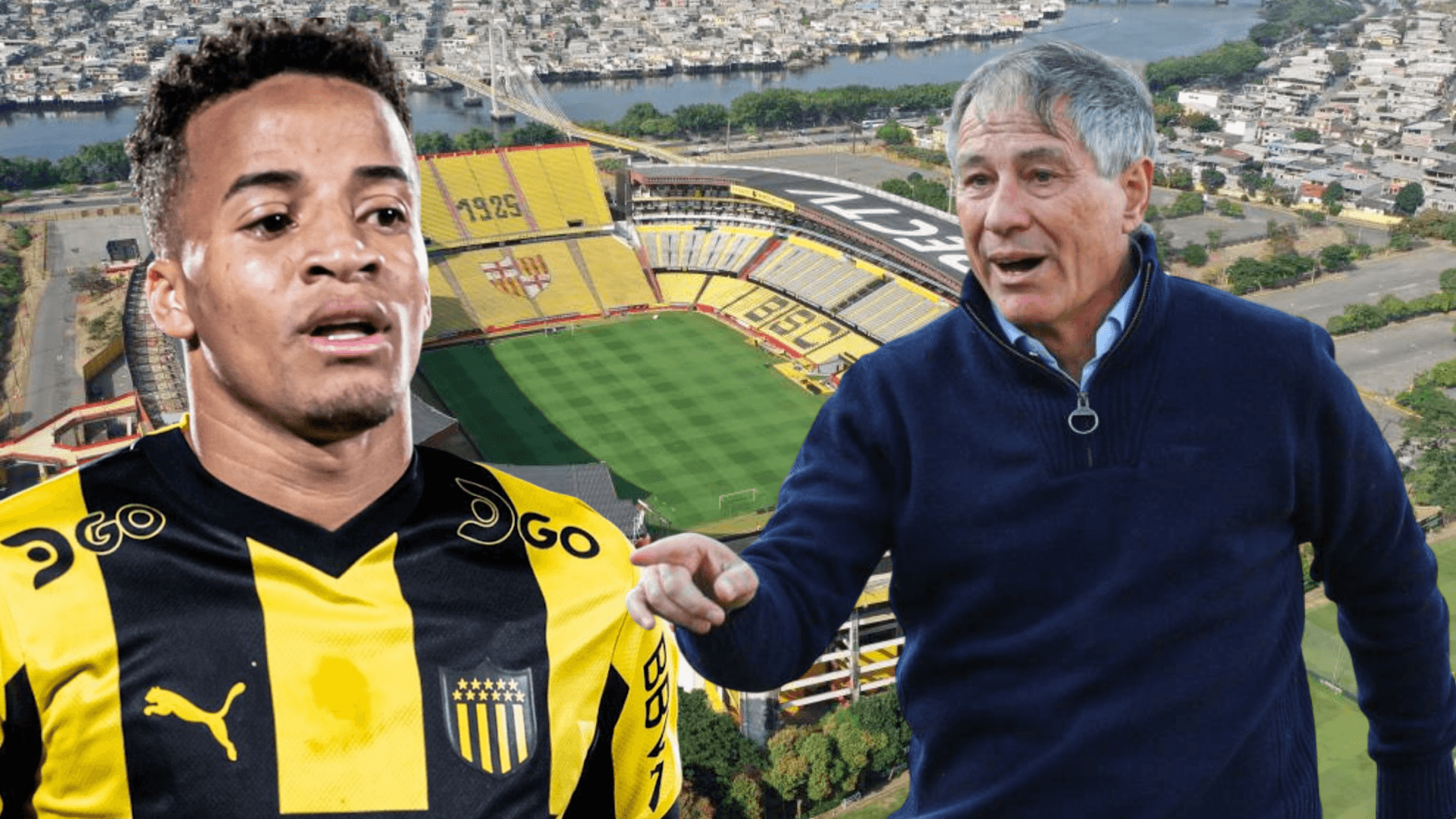 Byron Castillo y Ariel Holan en el Estadio Monumental (Foto tomada de: Expreso/Peñarol/Ecuavisa)