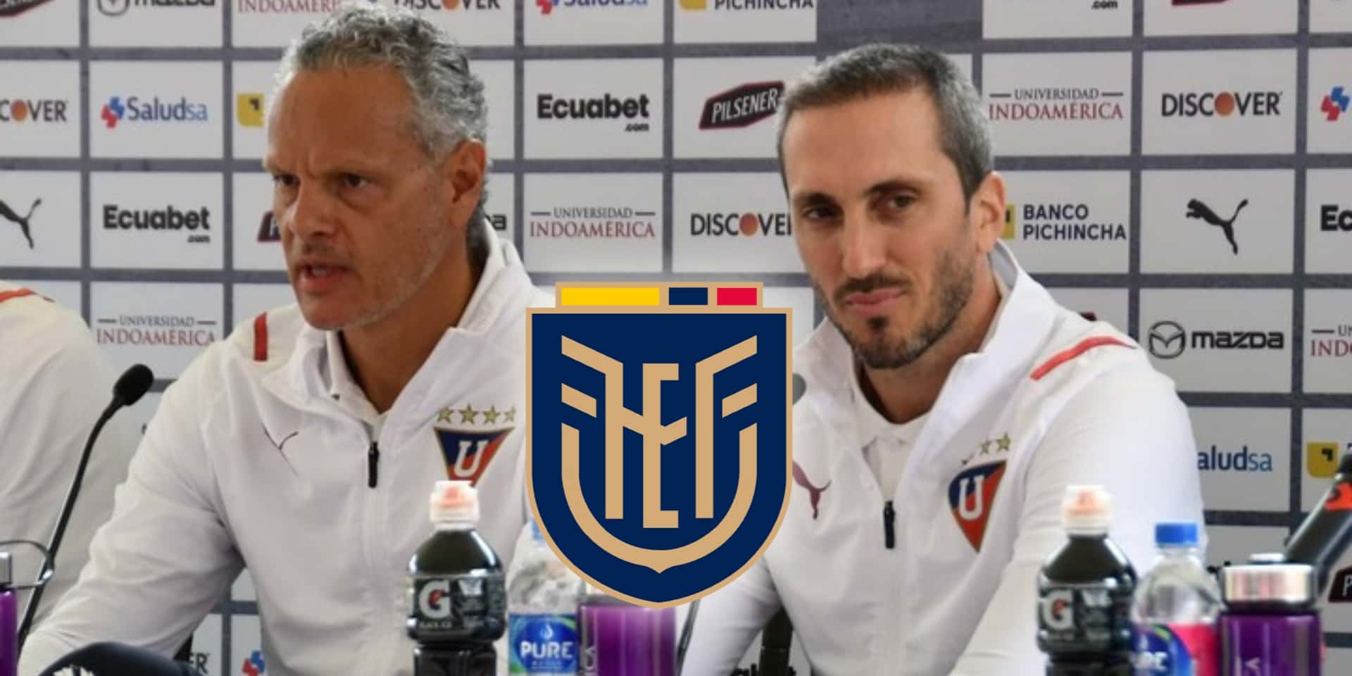 Esteban Paz y Luis Zubeldía en conferencia de prensa de LDU (Fuente: Diario Olé)