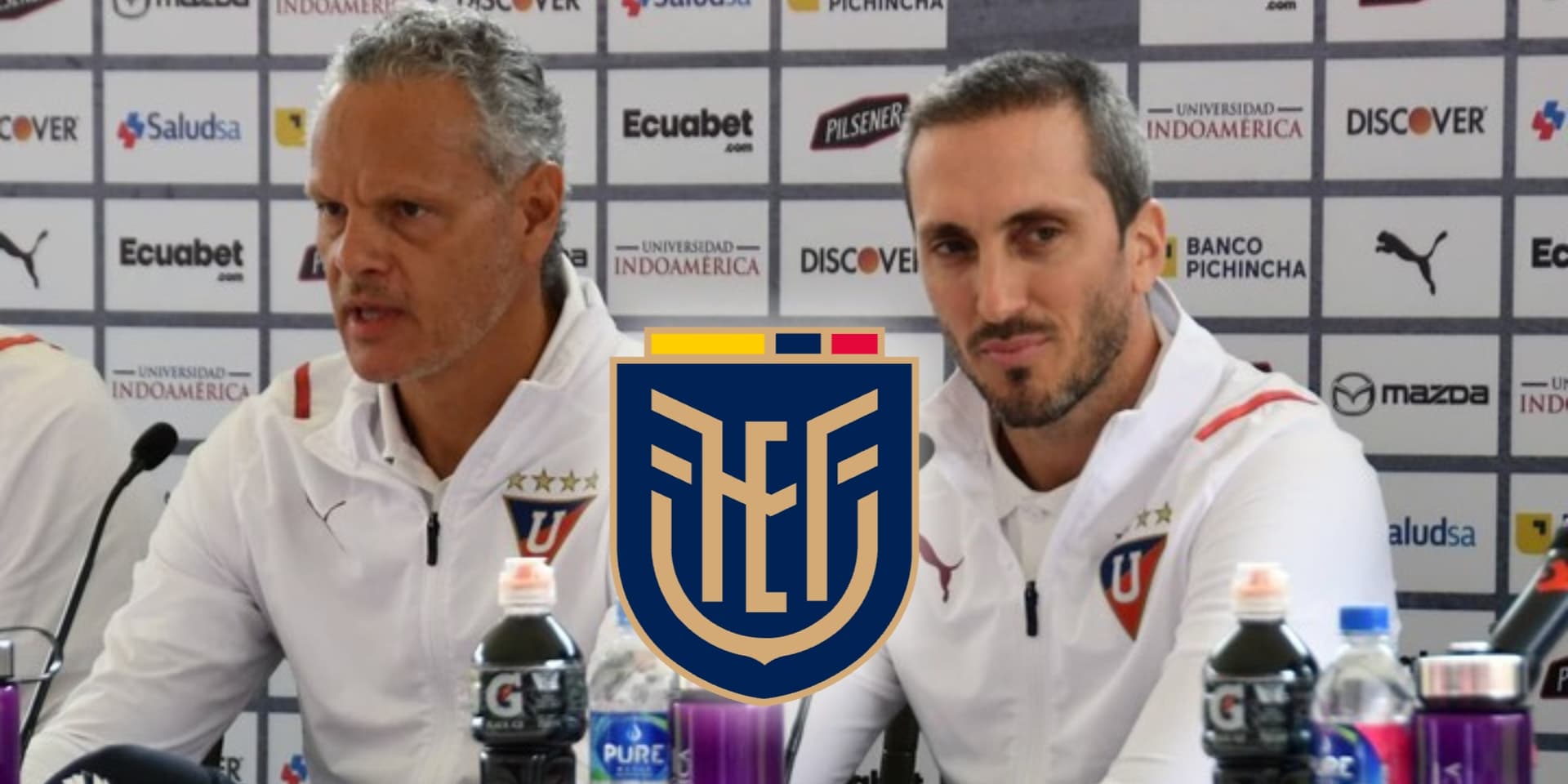 Esteban Paz y Luis Zubeldía en conferencia de prensa de LDU (Fuente: Diario Olé)
