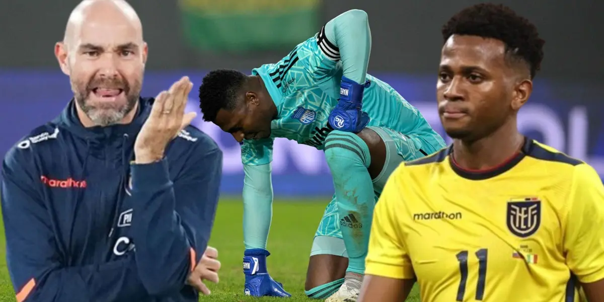 Félix Sánchez enojado, Pedro Ortiz lamentándose, Michael Estrada preocupado. Foto tomada de: API/ ECDF