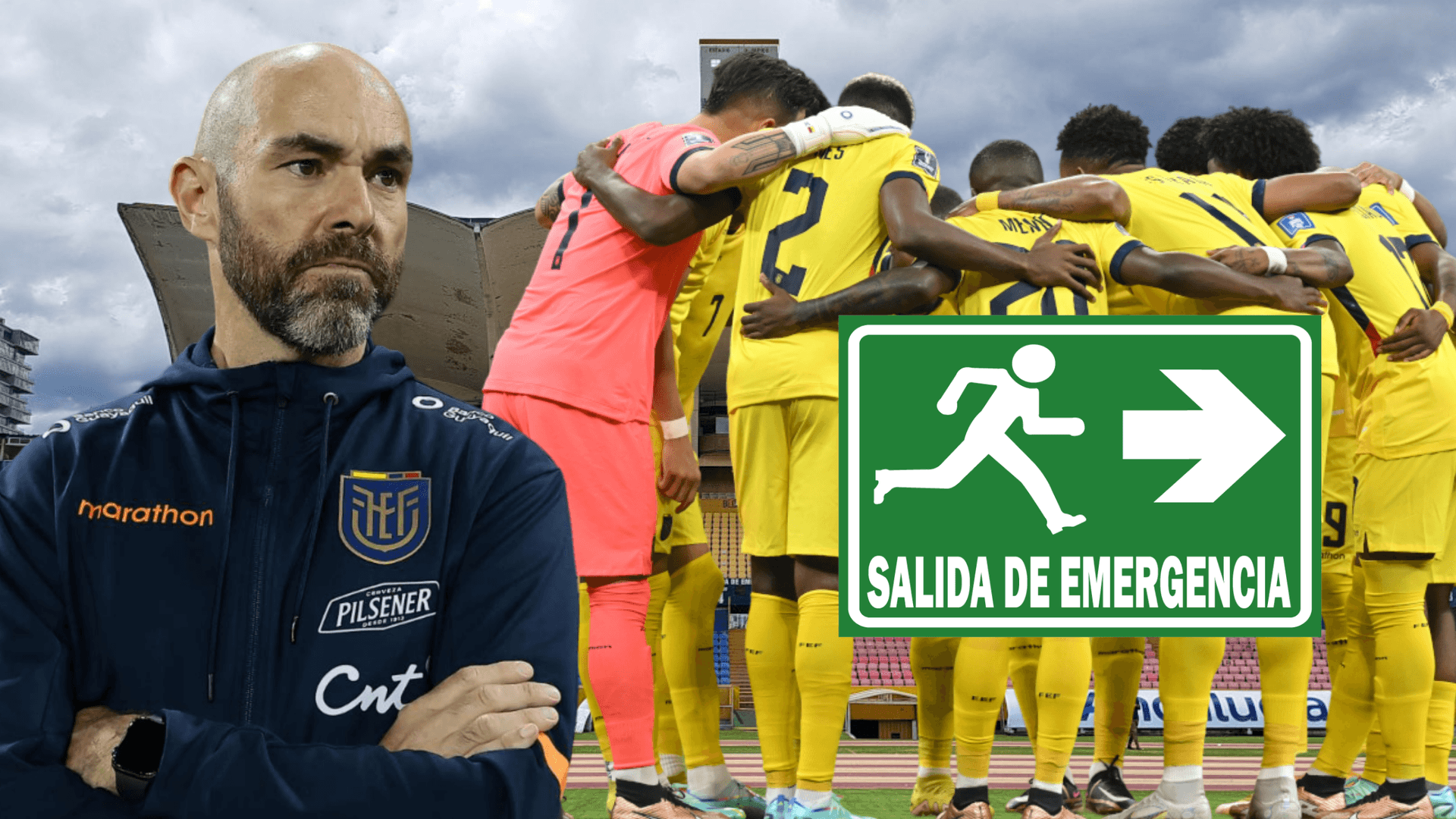 Félix Sánchez y los jugadores de la selección ecuatoriana (Foto tomada de: Primicias/CNN/AC Planeta Fuego/EFE)