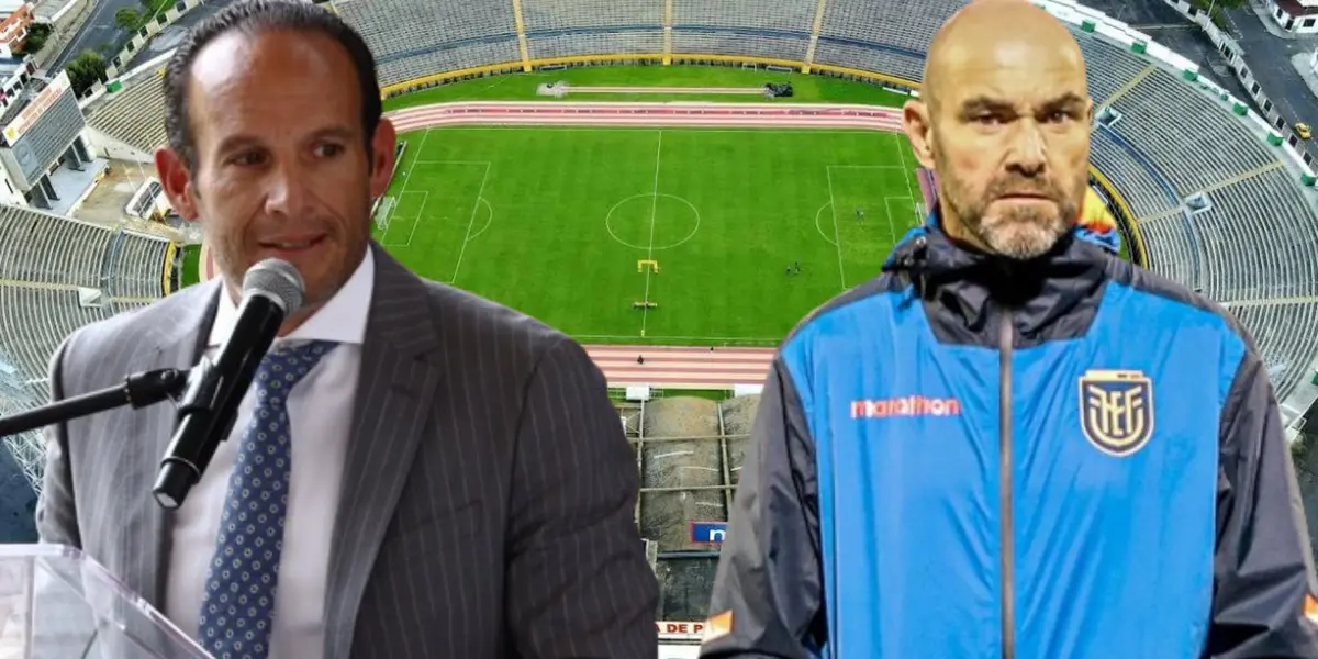 Francisco Egas y Félix Sánchez en el Estadio Olímpico Atahualpa (Foto tomada de: Extra/La Tri/API)