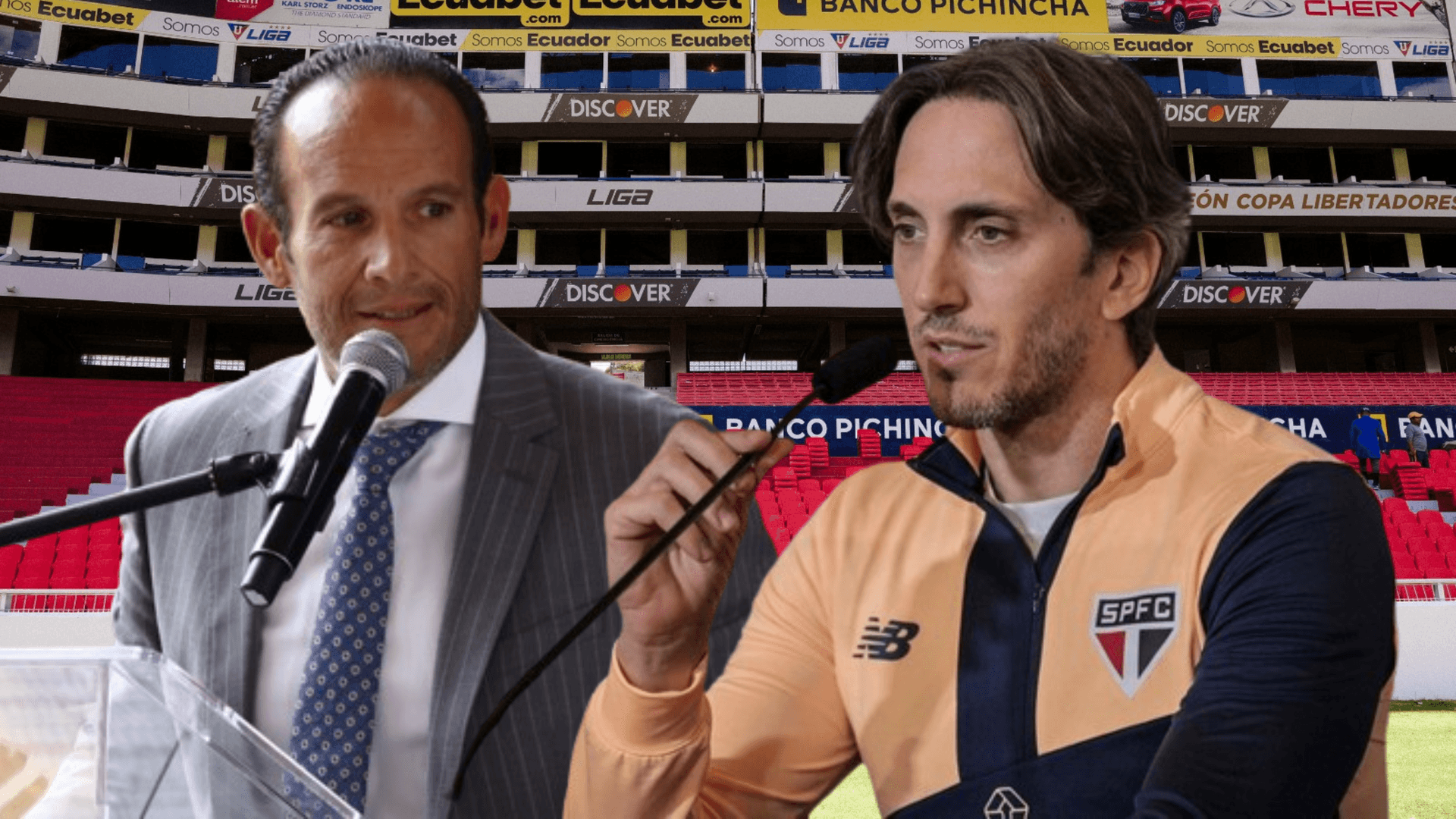 Francisco Egas y Luis Zubeldía (Foto tomada de: Liga de Quito/São Paulo/API)