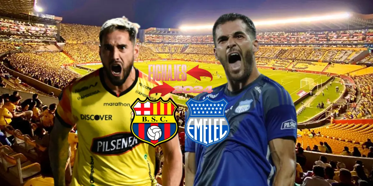 Francisco Fydriszewski gritando, Facundo Castelli grito. Foto tomada de: Barcelona SC/Emelec