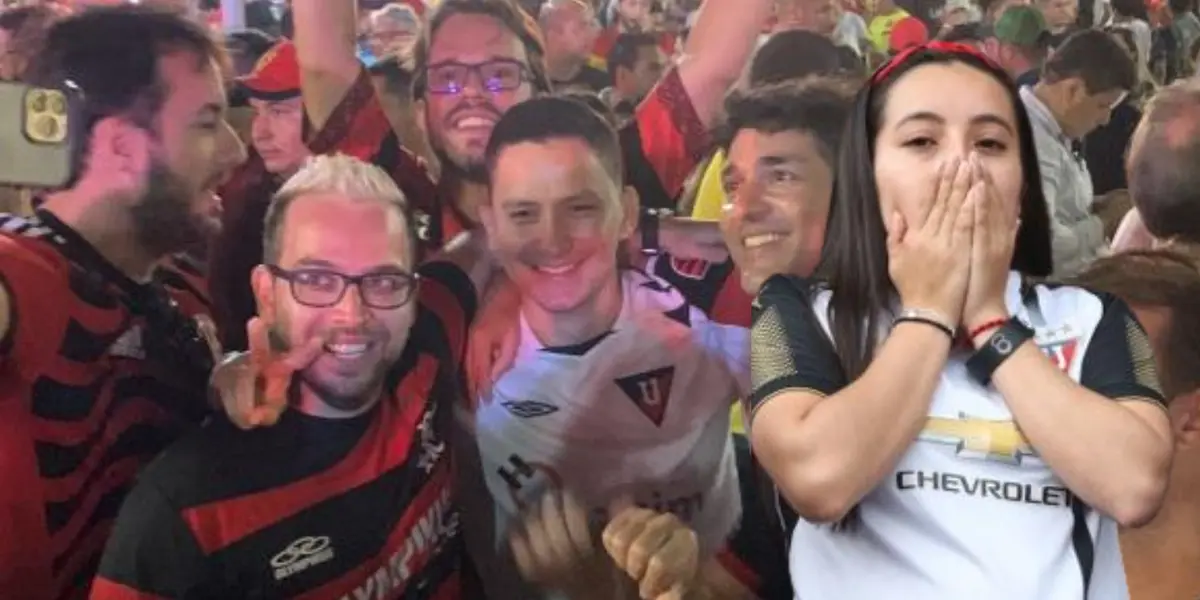 Hinchada de LDU y Flamengo
