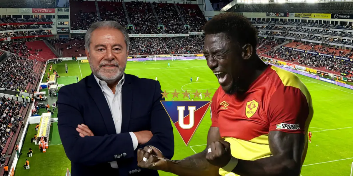 Isaac Álvarez serio, Roberto Ordóñez gritando. Foto tomada de: Liga de Quito