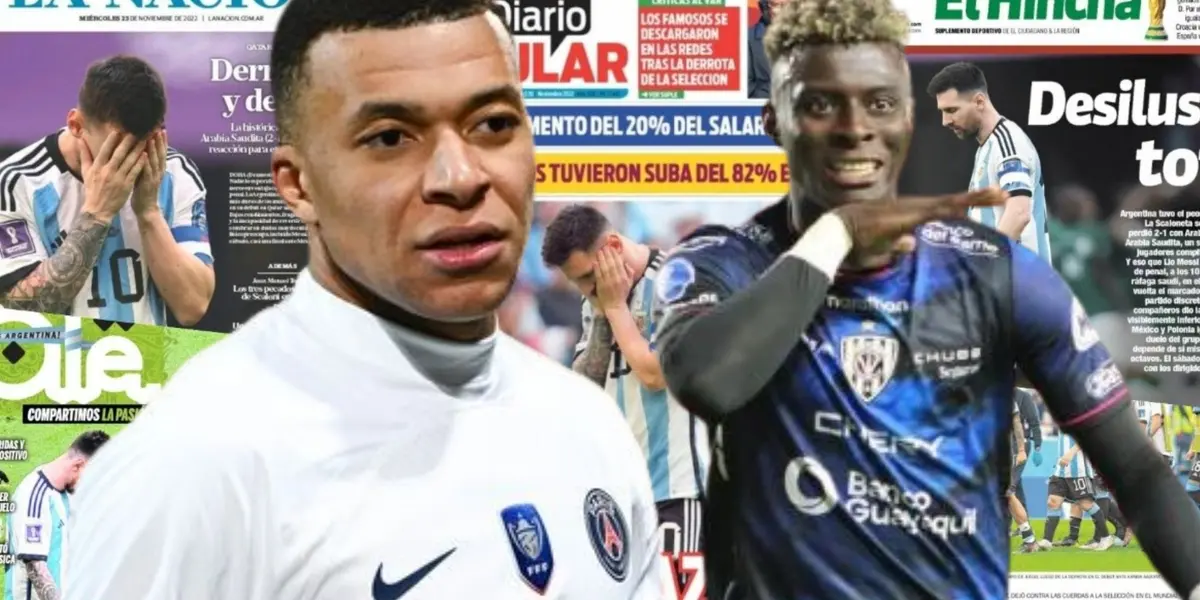 Jhoanner Chávez y Kylian Mbappé