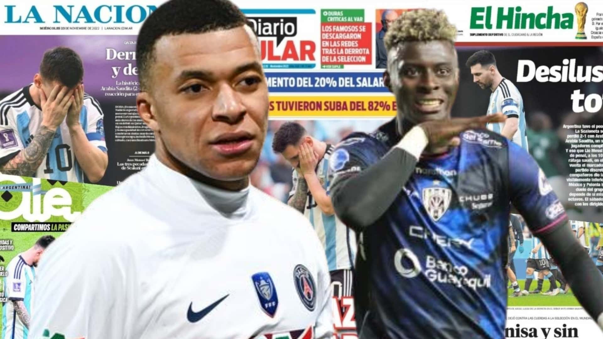 Jhoanner Chávez y Kylian Mbappé