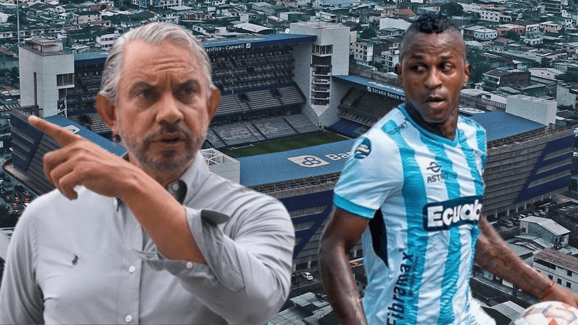 José Pileggi y Miller Bolaños en el Estadio Capwell (Foto tomada de: Wikipedia/API/Emelec)