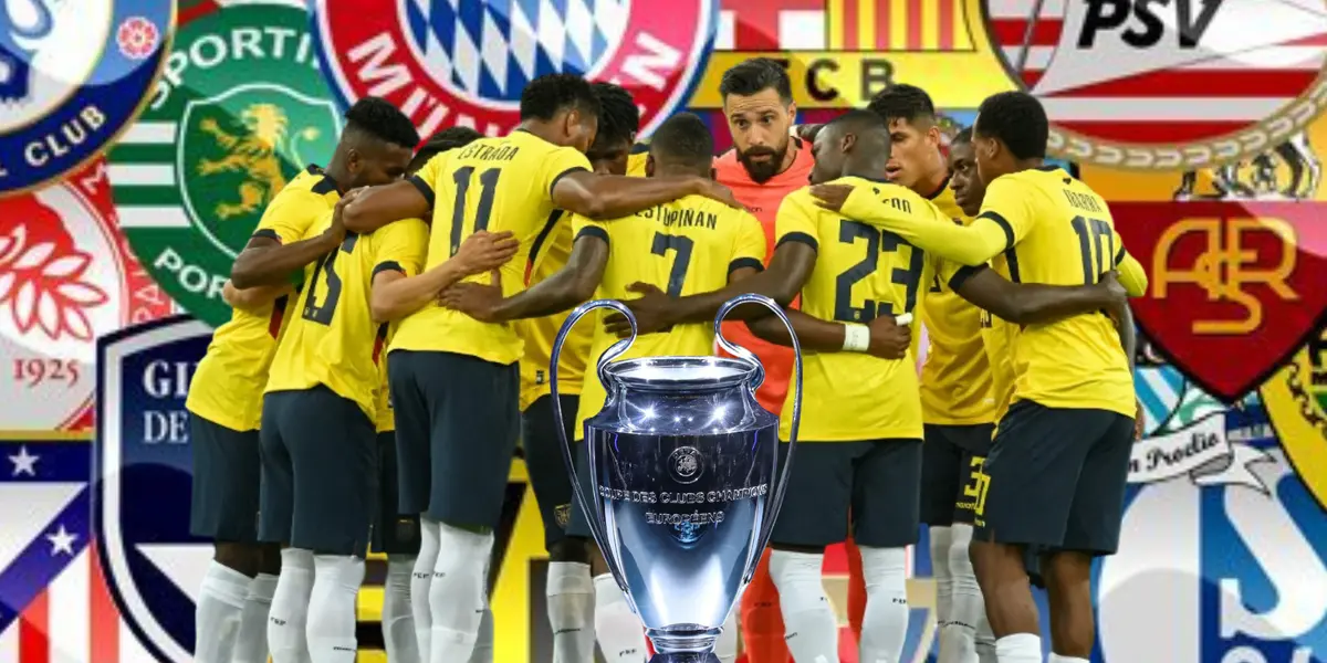 Jugadores de la Selección de Ecuador, trofeo Champions League. Foto tomada de: Selección Ecuador/PesLogos