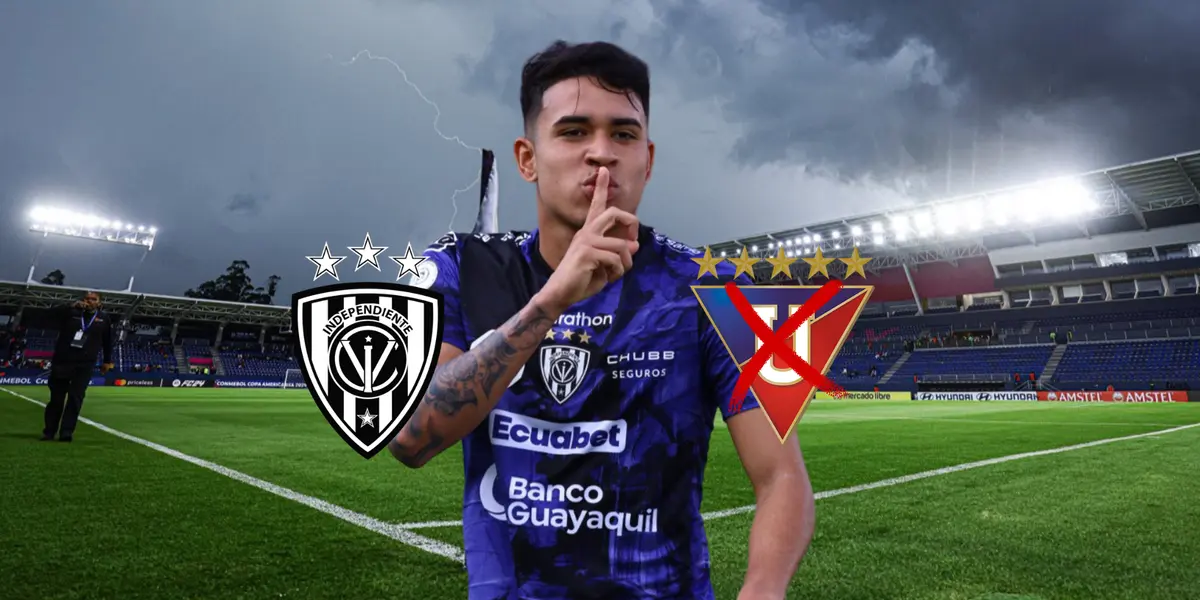 Kendry Páez, escudos de LDU e IDV. Foto tomada de: IDV