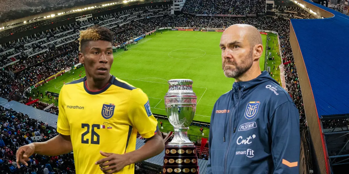 Kevin Rodríguez, Félix Sánchez. Foto tomada de: La Tri/Ecuavisa