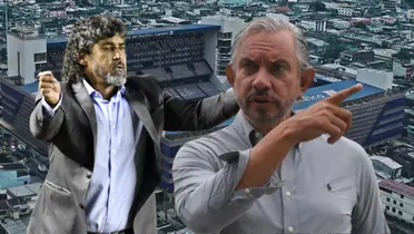 Leonel Álvarez y José Pileggi (Foto tomada de: Wikipedia/AFP/Emelec)