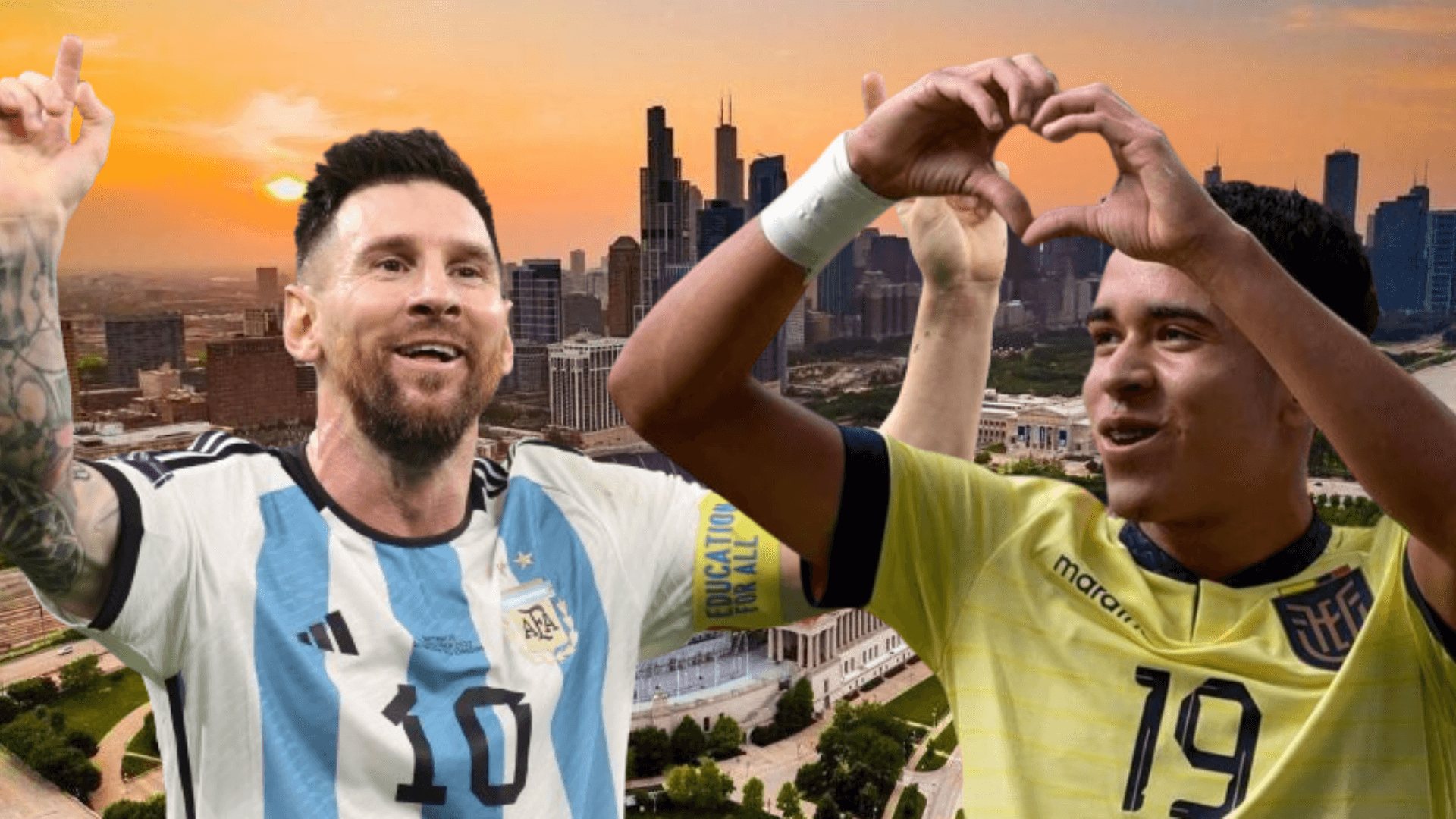 Lionel Messi y Kendry Páez en Soldier Field (Foto tomada de: Soldier Field/Kendry Páez/AFA)