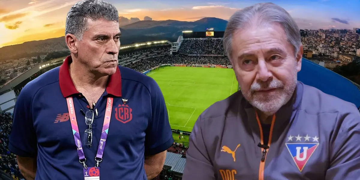 Luis Fernando Suárez e Isaac Álvarez(Foto tomada de: Liga de Quito/Jorge Baldeón/La Red)