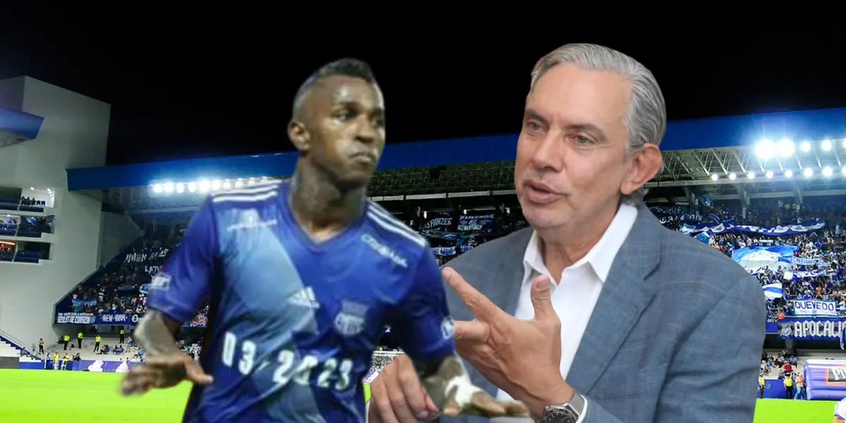 Miller Bolaños jugando, José Pileggi hablando. Foto tomada de: Emelec/Expreso