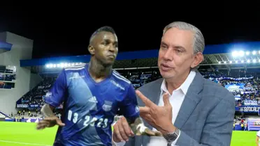 Miller Bolaños jugando, José Pileggi hablando. Foto tomada de: Emelec/Expreso