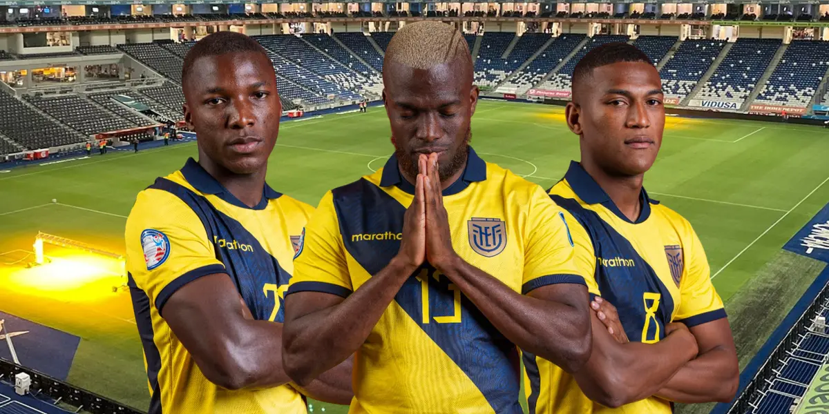 Moisés Caicedo, Enner Valencia, Carlos Gruezo. Foto tomada de: Conmebol/La Tri