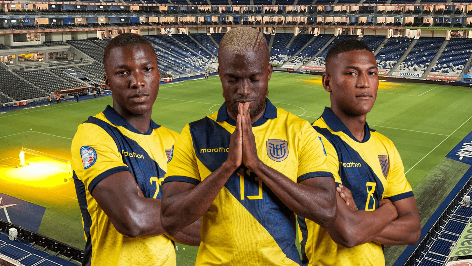 Moisés Caicedo, Enner Valencia, Carlos Gruezo. Foto tomada de: Conmebol/La Tri