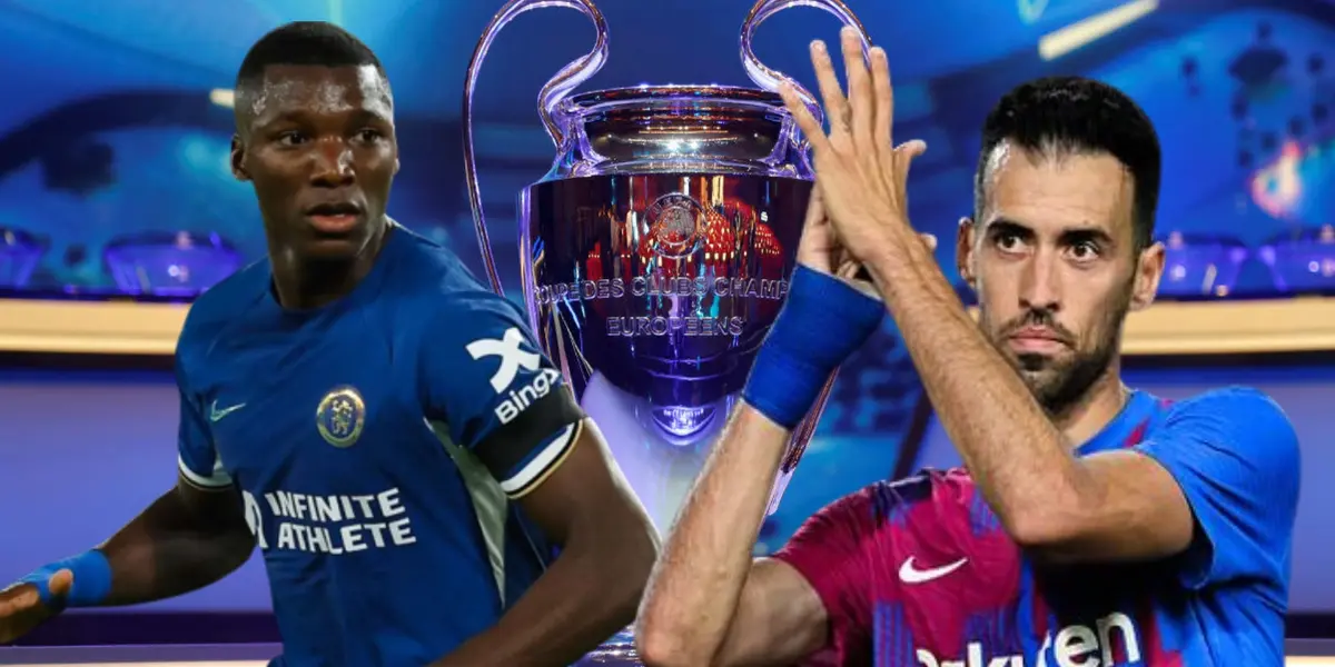 Moisés Caicedo y Sergio Busquets