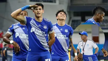 Plantilla de Emelec y Jorge Célico. Foto. Olé