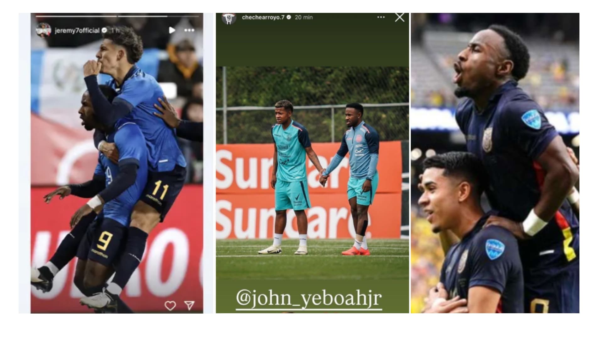 Publicaciones de apoyo para Jhon Yeboah. Foto. Instagram