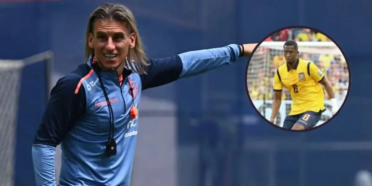 Sebastián Beccacece y Willian Pacho / Foto: API