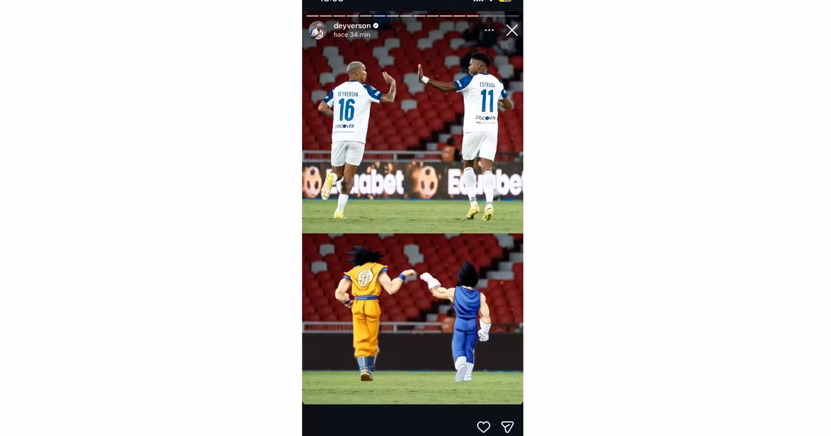 Deyverson y Michael Estrada reviven la celebración de Gokú y Vegeta en Liga de Quito